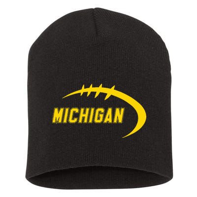 Michigan MI Throwback College Font Classic Short Acrylic Beanie