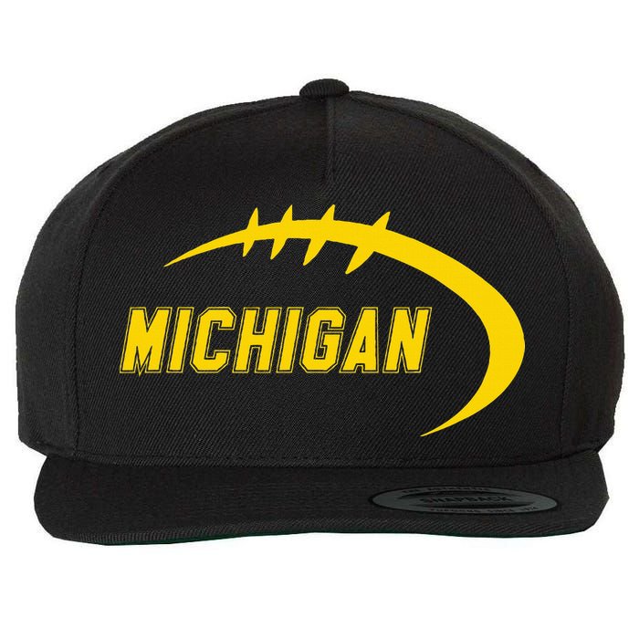 Michigan MI Throwback College Font Classic Wool Snapback Cap