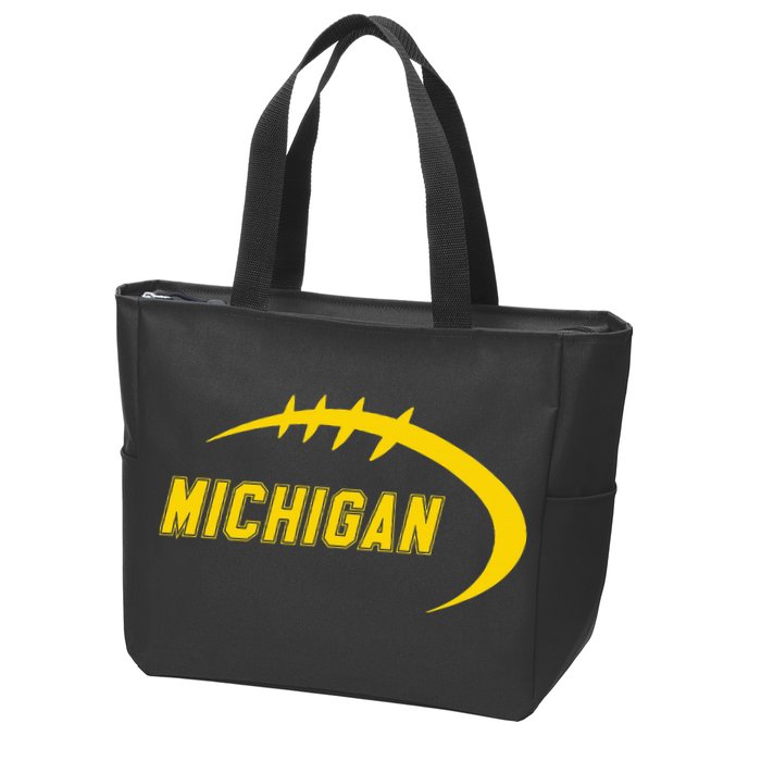 Michigan MI Throwback College Font Classic Zip Tote Bag