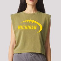 Michigan MI Throwback College Font Classic Garment-Dyed Women's Muscle Tee