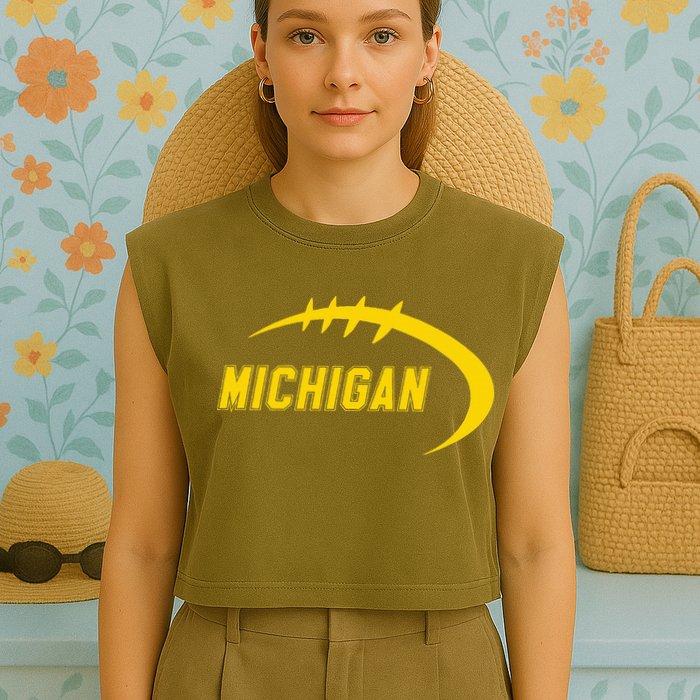 Michigan MI Throwback College Font Classic Garment-Dyed Women's Muscle Tee