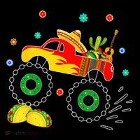Mexican Monster Truck Taco Cinco De Mayo Party USA-Made Doggie Bandana