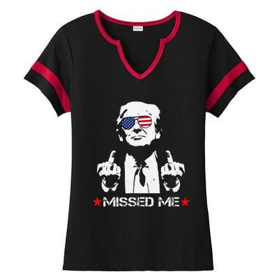 Missed Me Trump 2024 Ladies Halftime Notch Neck Tee