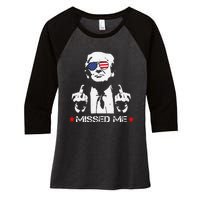 Missed Me Trump 2024 Women's Tri-Blend 3/4-Sleeve Raglan Shirt