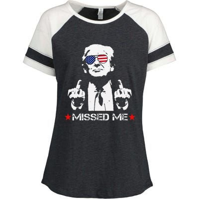 Missed Me Trump 2024 Enza Ladies Jersey Colorblock Tee