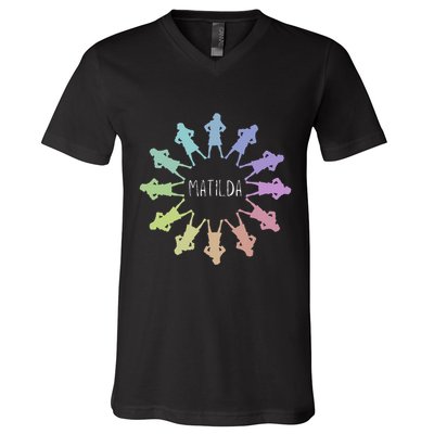 Matilda Musical Theatre Gradient Colour Circle V-Neck T-Shirt