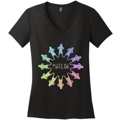 Matilda Musical Theatre Gradient Colour Circle Women's V-Neck T-Shirt