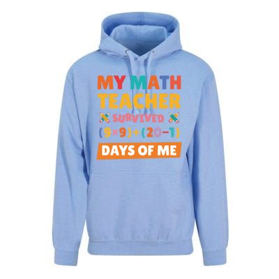 My Math Teacher Survived 100 Days Of Me Funny Teacher Gift Unisex Surf Hoodie