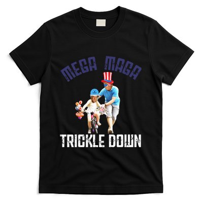 Mega Maga Trickle Down Patriotic American Funny Biden Quote T-Shirt