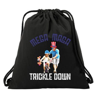 Mega Maga Trickle Down Patriotic American Funny Biden Quote Drawstring Bag