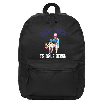 Mega Maga Trickle Down Patriotic American Funny Biden Quote 16 in Basic Backpack