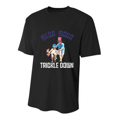 Mega Maga Trickle Down Patriotic American Funny Biden Quote Youth Performance Sprint T-Shirt
