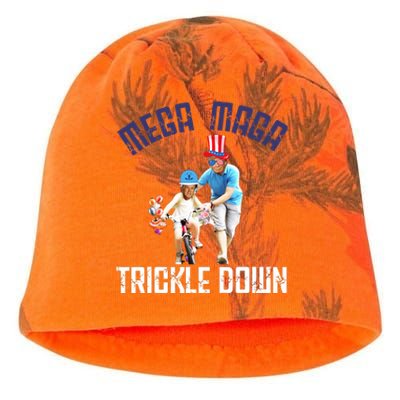 Mega Maga Trickle Down Patriotic American Funny Biden Quote Kati - Camo Knit Beanie