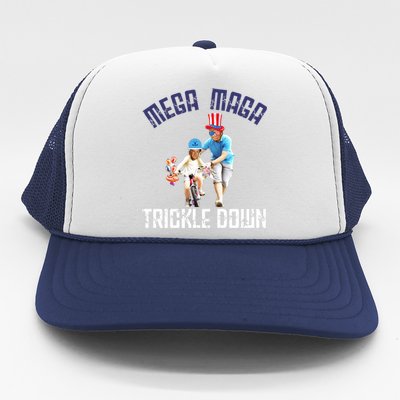 Mega Maga Trickle Down Patriotic American Funny Biden Quote Trucker Hat