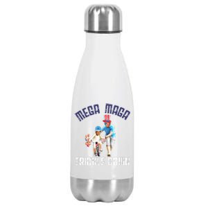 Mega Maga Trickle Down Patriotic American Funny Biden Quote Stainless Steel Insulated Water Bottle