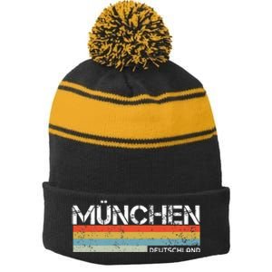 Munich Stripe Pom Pom Beanie