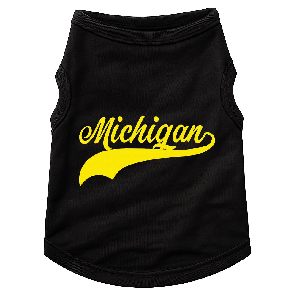 Michigan MI USA Vintage Varsity Style Maize Font Doggie Tank