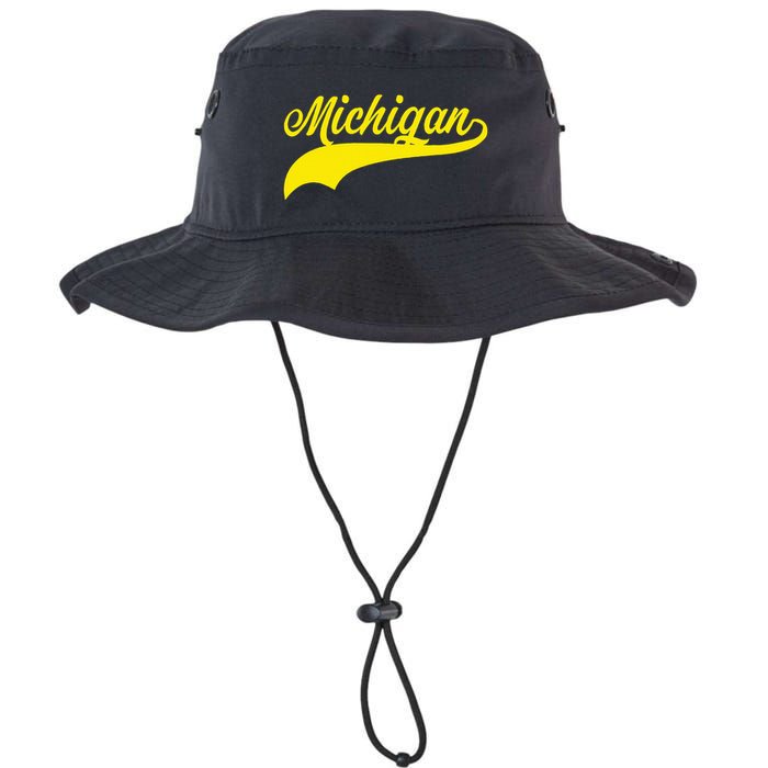 Michigan MI USA Vintage Varsity Style Maize Font Bucket Hat