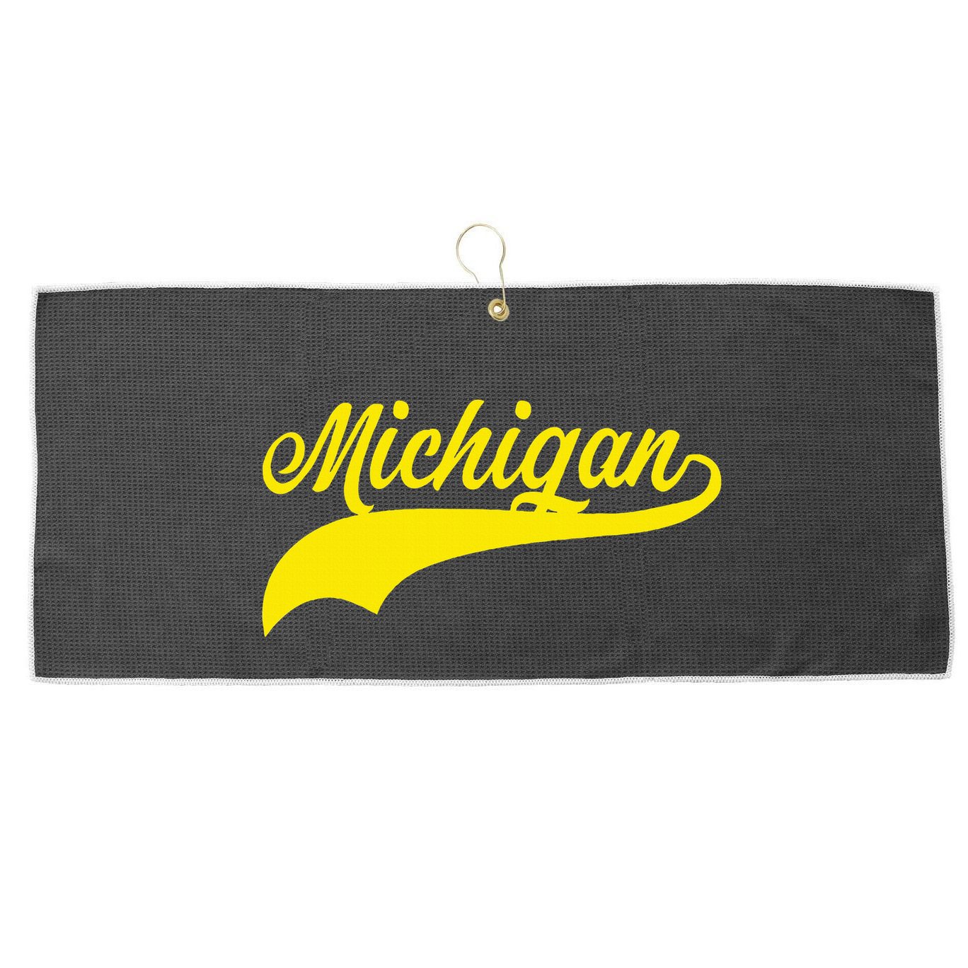 Michigan MI USA Vintage Varsity Style Maize Font Large Microfiber Waffle Golf Towel
