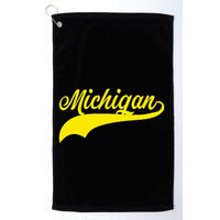 Michigan MI USA Vintage Varsity Style Maize Font Golf Towel