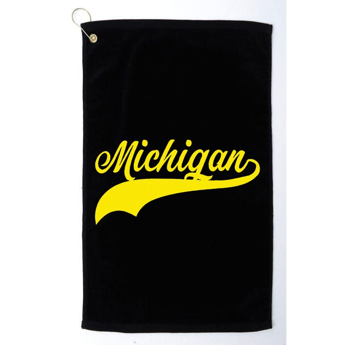 Michigan MI USA Vintage Varsity Style Maize Font Golf Towel