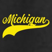 Michigan MI USA Vintage Varsity Style Maize Font Golf Towel