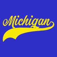 Michigan MI USA Vintage Varsity Style Maize Font Long Sleeve Shirt