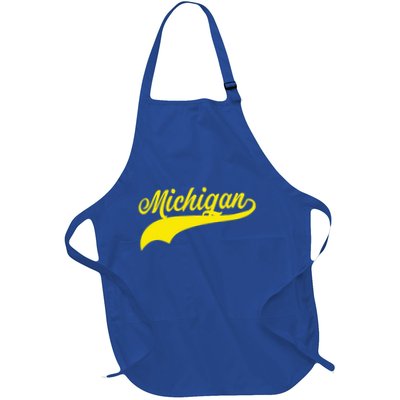 Michigan MI USA Vintage Varsity Style Maize Font Apron