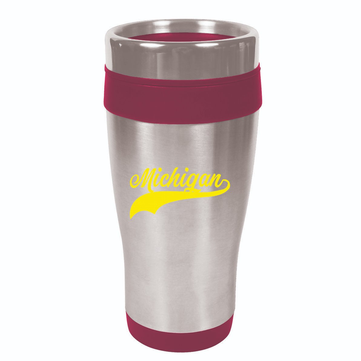 Michigan MI USA Vintage Varsity Style Maize Font 16oz Travel Tumbler