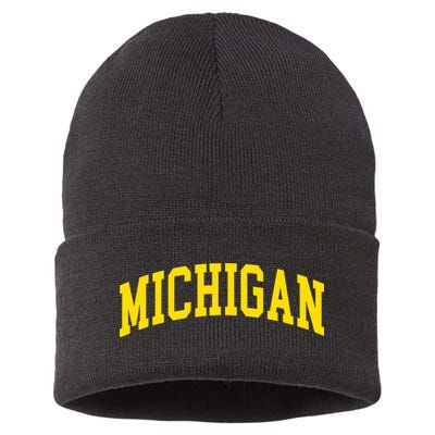 Michigan Mi Usa United States Font Sustainable Knit Beanie