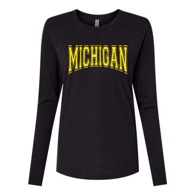 Michigan Mi Usa United States Font Womens Cotton Relaxed Long Sleeve T-Shirt