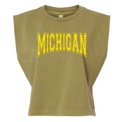 Michigan Mi Usa United States Font Garment-Dyed Women's Muscle Tee