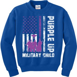 Military Month Us Flag Purple Up Military Great Gift Kids Sweatshirt