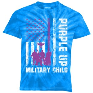 Military Month Us Flag Purple Up Military Great Gift Kids Tie-Dye T-Shirt