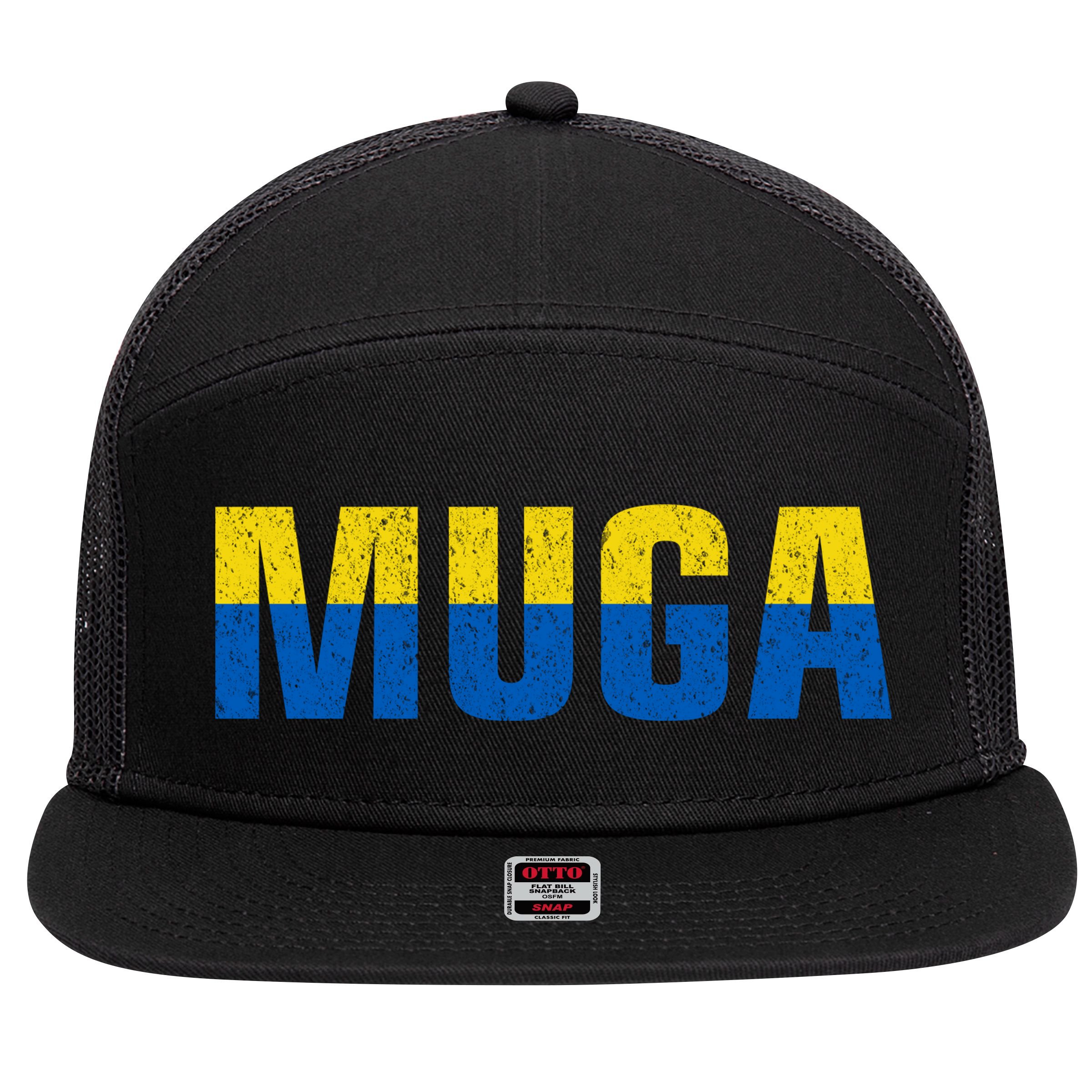Muga Make Ukraine Great Again Ukraine Flag 7 Panel Mesh Trucker Snapback Hat