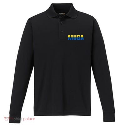 Muga Make Ukraine Great Again Ukraine Flag Performance Long Sleeve Polo