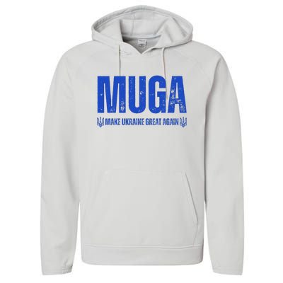 Muga Make Ukraine Great Again Support Performance Fleece Hoodie