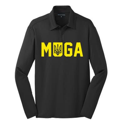 Muga Make Ukraine Great Again Support Silk Touch Performance Long Sleeve Polo