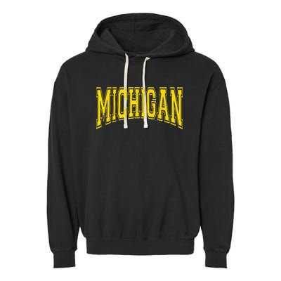 Michigan MI USA United States Font Garment-Dyed Fleece Hoodie