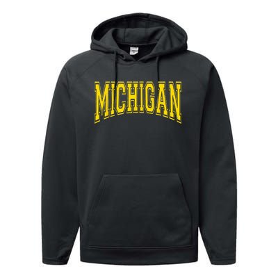 Michigan MI USA United States Font Performance Fleece Hoodie