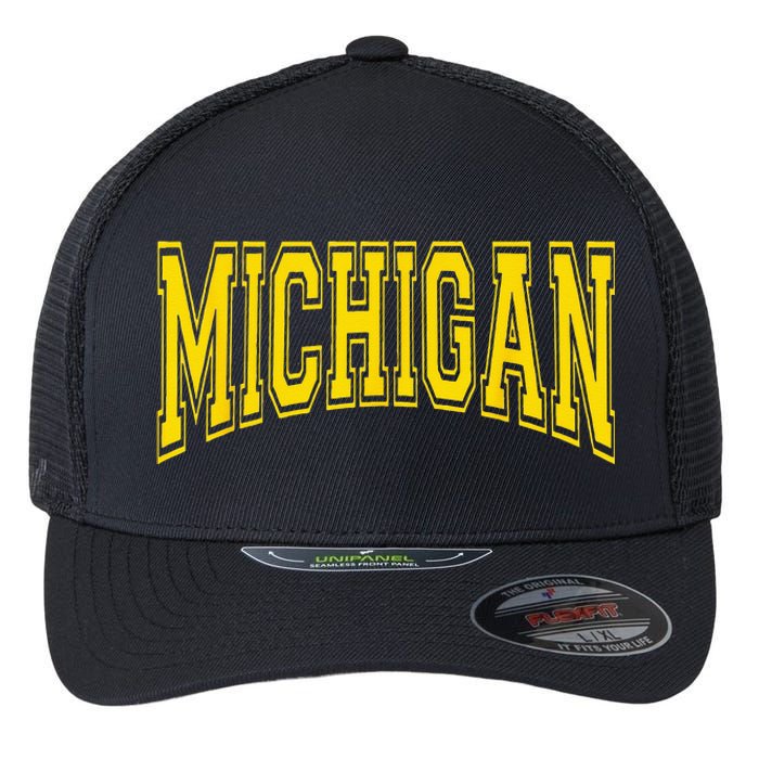 Michigan MI USA United States Font Flexfit Unipanel Trucker Cap