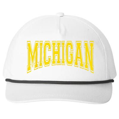 Michigan MI USA United States Font Snapback Five-Panel Rope Hat