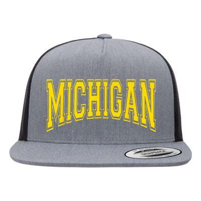 Michigan MI USA United States Font Flat Bill Trucker Hat