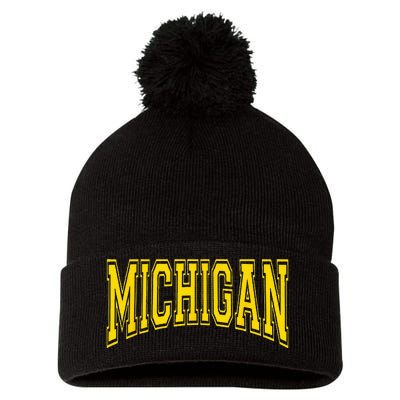 Michigan MI USA United States Font Pom Pom 12in Knit Beanie