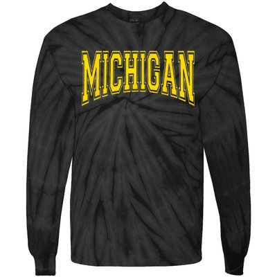 Michigan MI USA United States Font Tie-Dye Long Sleeve Shirt