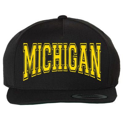 Michigan MI USA United States Font Wool Snapback Cap