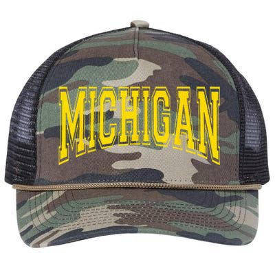 Michigan MI USA United States Font Retro Rope Trucker Hat Cap