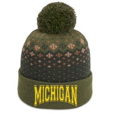 Michigan MI USA United States Font The Baniff Cuffed Pom Beanie