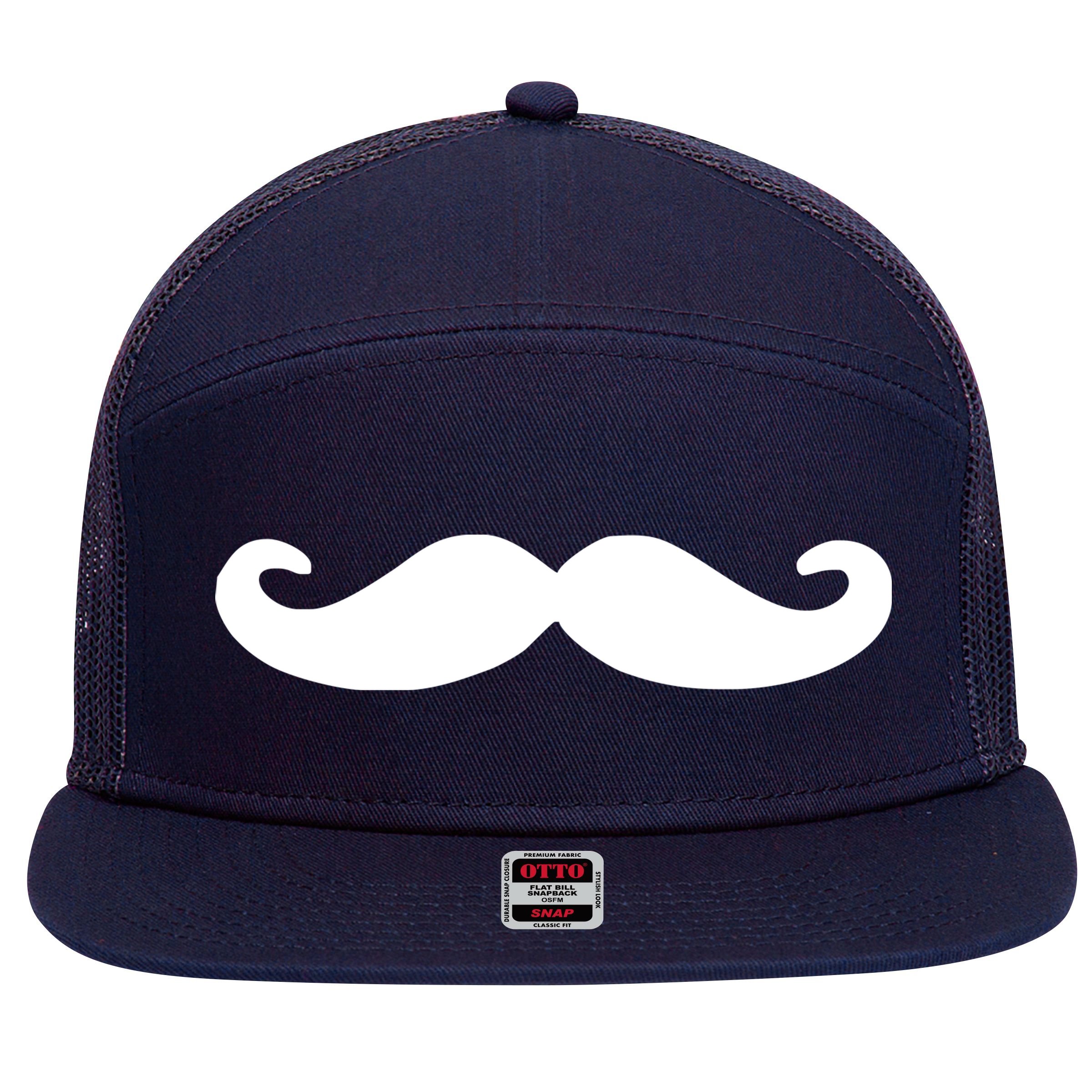 Mustache 7 Panel Mesh Trucker Snapback Hat