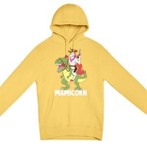 Mamicorn Mami Unicorn Riding Trex Dinosaur Mom Mama Cow Gift Premium Pullover Hoodie